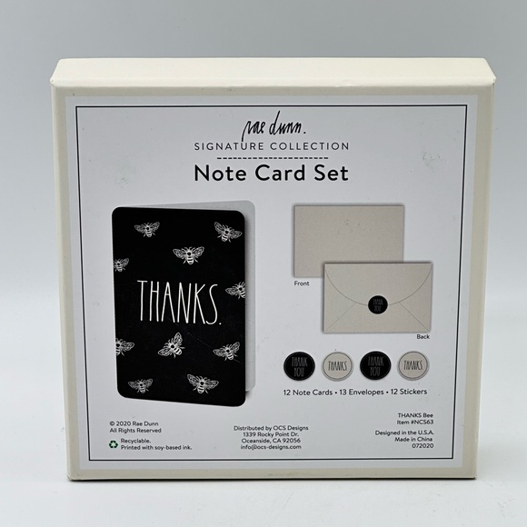 Rae Dunn Mr. Dunn Signature Collection Thank You Note Cards (THANKS Bee) - Picture 3 of 5